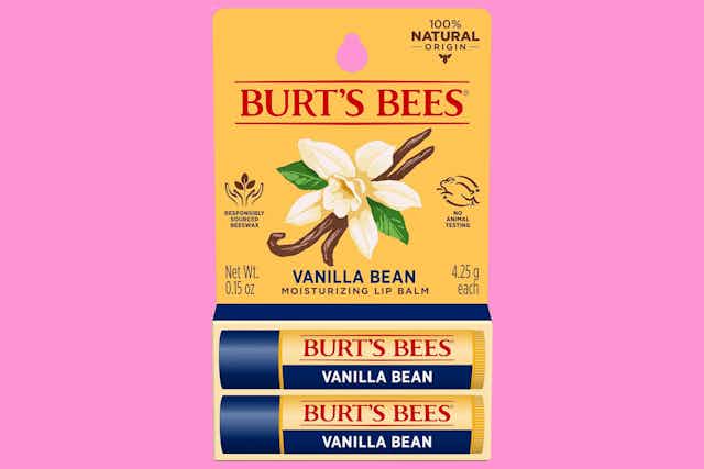 Burt's Bees Vanilla Bean Lip Balm 2-Pack, Now $3.30 on Amazon card image