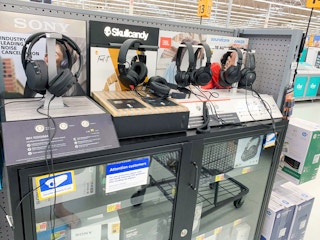 headphones on display in walmart electronics area