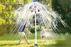 a sprinkler rocket launcher outside 