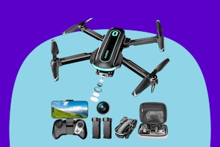 ALORELS Drone with Camera on a blue background.
