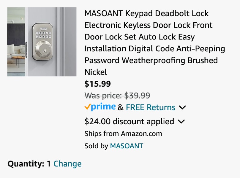 Amazon -Keypad Deadbolt Lock 2024