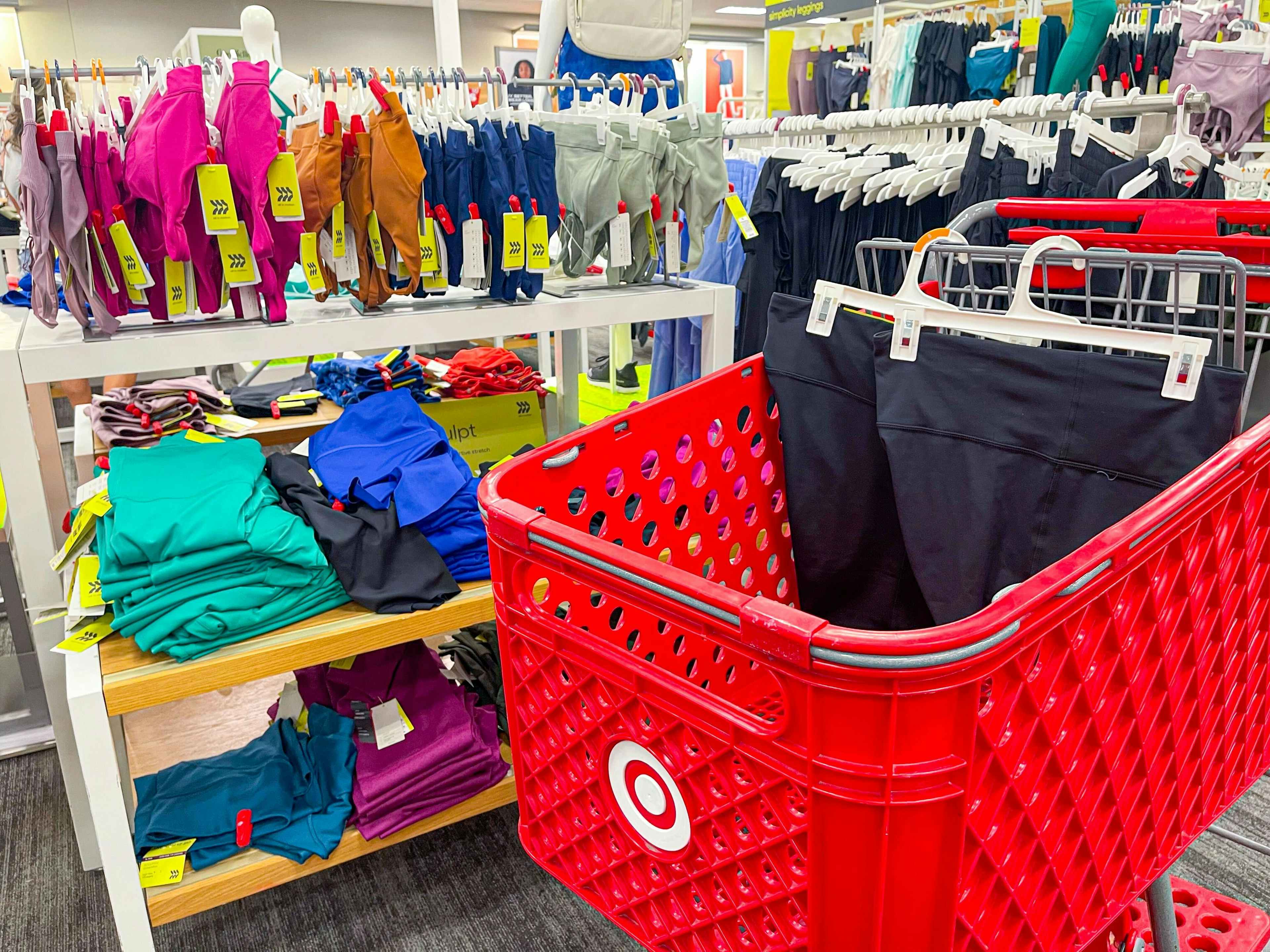 women's athletic clothing section at Target
