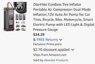 a tire inflator cart ending in $24.29
