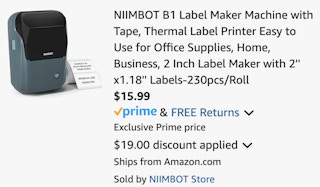 a label maker cart ending in $15.99