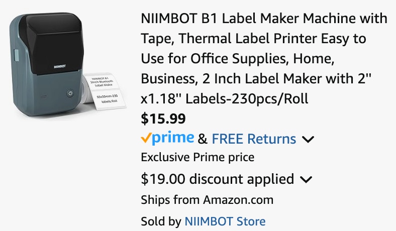 a label maker cart ending in $15.99