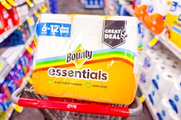 bounty paper towels in a cart