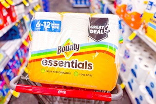 bounty paper towels in a cart