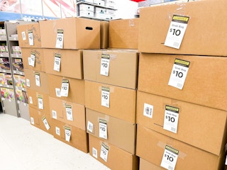 cardboard boxes labeled $10 in stores at michaels