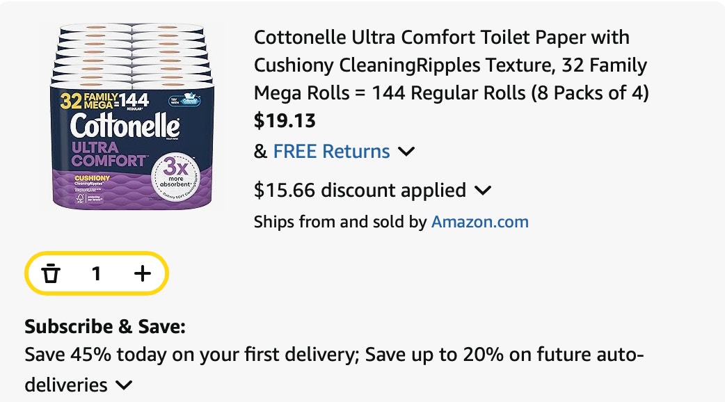 toilet paper Amazon receipt