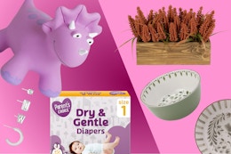 6 Walmart deals under $10: bouncer ride-on, earrings, diapers, artificial plant & dinnerware