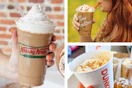 pumpkin spice lattes from krispy kreme, tim hortons, and dunkin