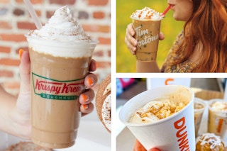 pumpkin spice lattes from krispy kreme, tim hortons, and dunkin