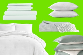 A collage of Linens & Hutch bedding