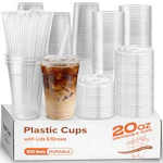 Plastic Cups with Lids and Straws