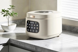Lifestyle image of the Casualife Rice Cooker in countertop in home setting