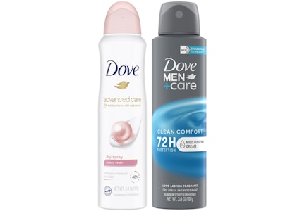 2 Dove Dry Sprays