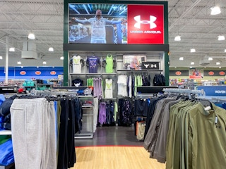 The Under Armour section of a Dicks Sporting Goods store