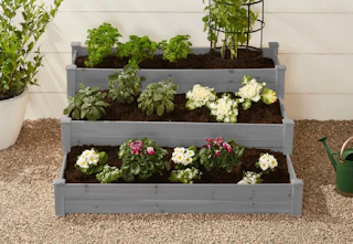 gray fir wood raised garden bed