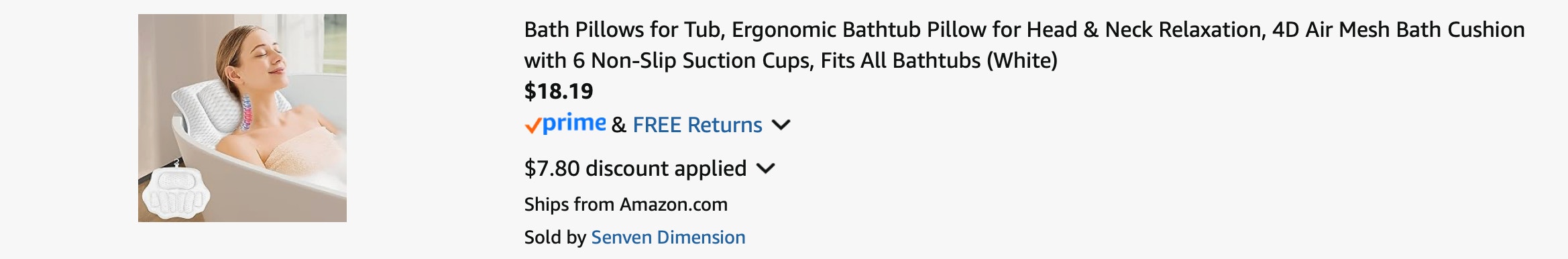 Amazon Ergonomic Bath Pillow 2025
