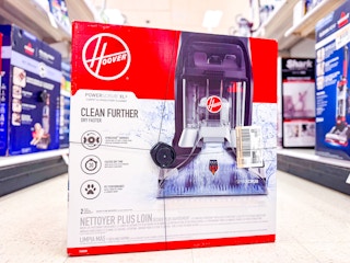 Hoover PowerScrub XL Carpet Cleaner sitting on the floor in a target aisle
