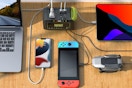 devices plugged into power bank