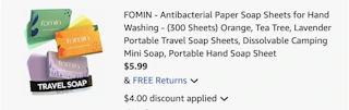 Fomin soap sheets Amazon receipt
