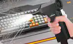 air duster being used on keyboard