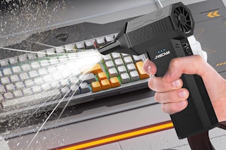 air duster being used on keyboard