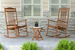 Lifestyle image of the Veikous 3-piece Conversation Set (front porch setting)