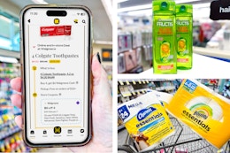 collage with 1-clip coupon, garnier hair care, and bounty paper products