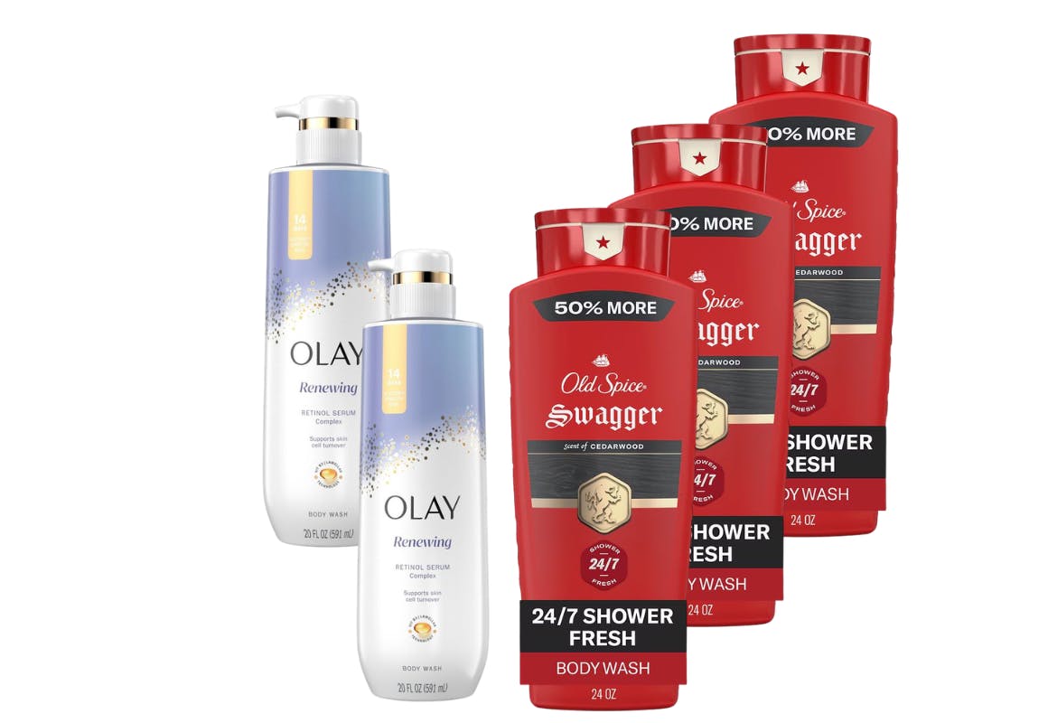 2 Olay + 3 Old Spice Body Washes