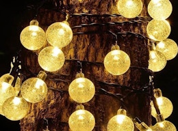 string lights wrapped around a tree