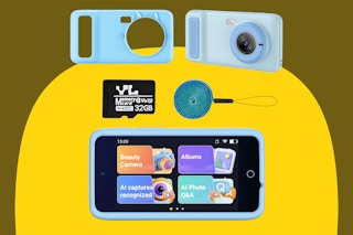 VOGBY AI Digital Camera on a yellow background.