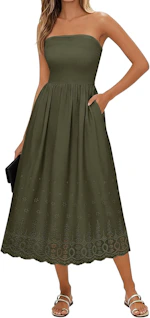 Women's Strapless Boho Maxi Dress