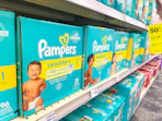 pampers diaper boxes on shelf in cvs