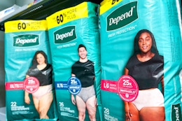 three packages of Depend Fresh Protection on a shelf