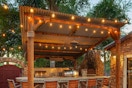 outdoor string lights on a gazebo