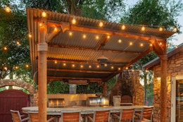 outdoor string lights on a gazebo