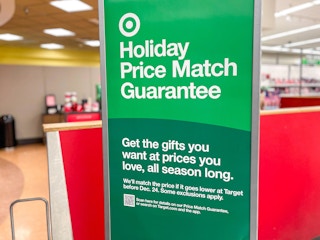a sign for the Target holiday price match policy