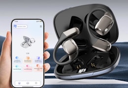 black case and translating earbuds