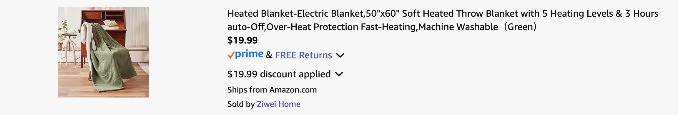 Amazon Electric Heated Blanket 202
