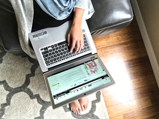 someone typing on computer