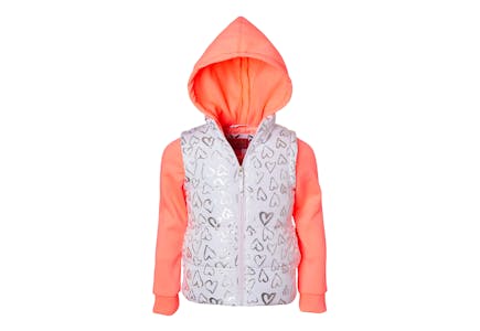 Kids' White Heart Puffer Vest