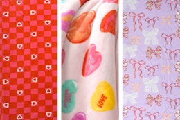 Valentine's Day blankets in 3 different prints