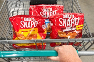 cheez-it snap'd crackers in shopping cart