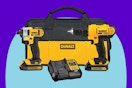 DeWalt 20V MAX Cordless Drill and Impact Driver on a blue background.