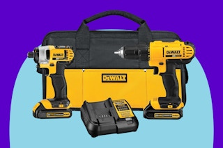 DeWalt 20V MAX Cordless Drill and Impact Driver on a blue background.