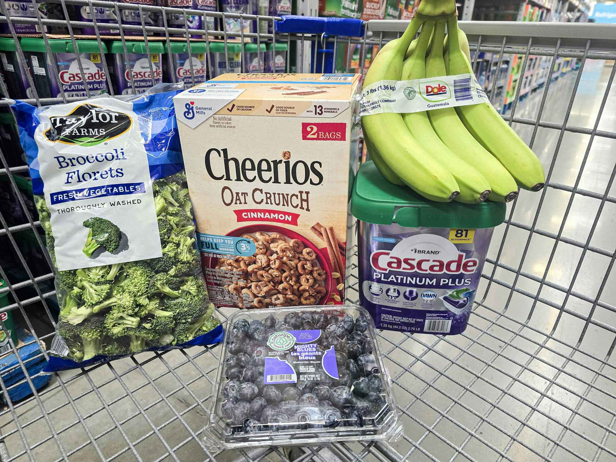 sams club grocery essentials haul bananas cascade blueberries broccoli cheerios
