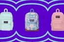 jansport backpacks on a purple background