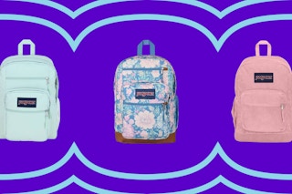jansport backpacks on a purple background